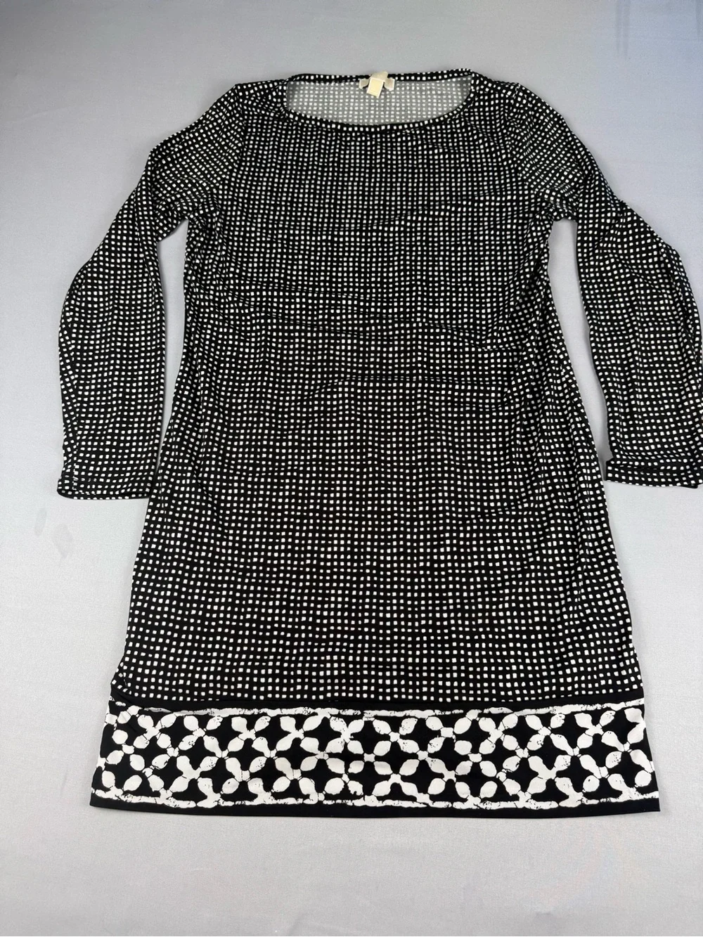 MICHAEL Michael Kors Black White Geometric Long Sleeve Dress L